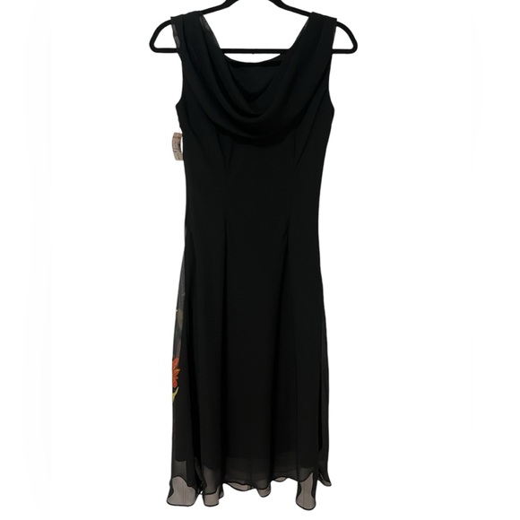 Vintage Dressbarn Black Floral Beaded Dress - NWT  (Size 6) - Picture 3 of 11